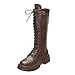 Leather Boots for Women Knee High Leather Round Toe Fall Winter Casual Fashion High Heel Zipper Mid Calf Boots