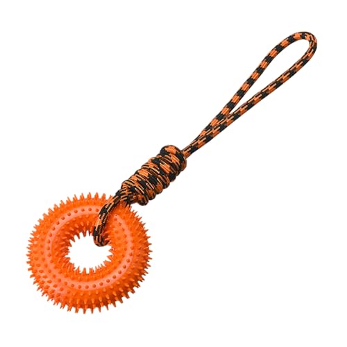 Genérico Squeaky Toys, Spiky Ring Chewing Trainer mit Leine, tragbares Hundespielzeug für Aggressive Chewers, Teething, Boredom Relief, Backyard, Park,...