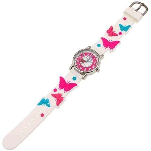 Reloj de niña Reloj de Mariposa 3D para niñas Reloj de Dibujos Animados Relojes Reloj de Cuarzo de Goma Relojes de Hora para niñas (Color : Purple Butterfly)