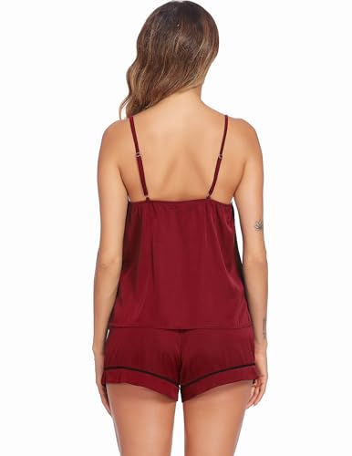 Image of Ekouaer Pajamas for Women Set Silk Satin Pjs Sexy Lingerie Sleepwear Cami Shorts Set Summer Nightwear S-XXL