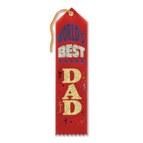 Beistle Red "World's Best Dad" Ribbon Award - 1pc