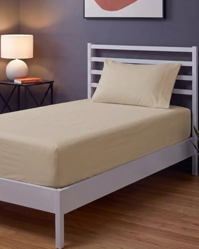 Image of Sleepy Town Twin XL Size Bed Sheets - 2 Piece - NO Flat Sheet Included - Twin XL Sheet Set - Soft, Comfy & Cooling - Easy Care - Wrinkle & Fade Free - Brushed Microfiber - Deep Pocket Sheets (Cream)