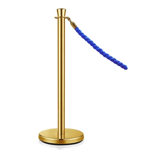 MICHELANGELO Pedestal Premium Organizador Separador de Fila Dourado com Cordão Azul 1,50 Metros Anti