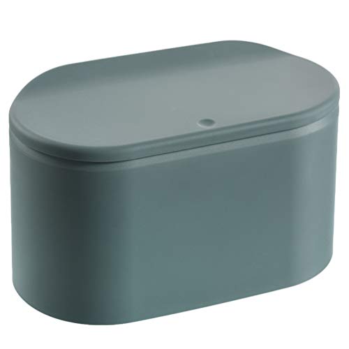 Yujeet Mini Poubelle de Bureau Étanche Petite Poubelle avec Couvercle à Ressort (Vert, 21.3 * 11.3 * 17.5CM) Cover