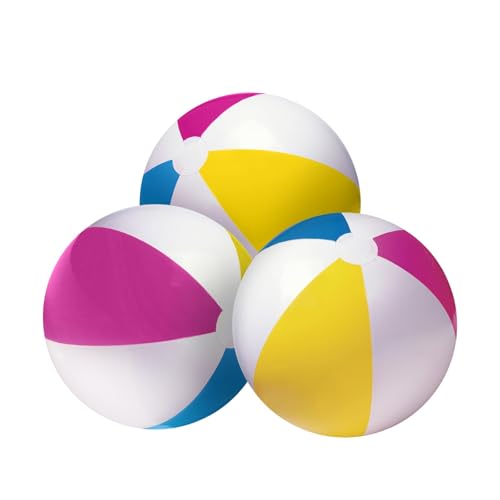 Image of Happy Hippo 22 inch Beach Ball (Pack of 3), Inflatable Beach Balls, Swimming Pool Toys, Classic, Pastel