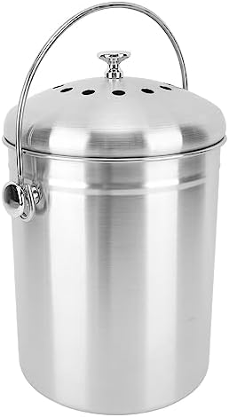 Countertop Compost Bin Box Round Water Bucket Composting Bucket Recycling Bucket Food Kitchen Scrap Bucket Circle Compost Container Trash Moisture Proof for Stainless Steel in Home Composting Bins