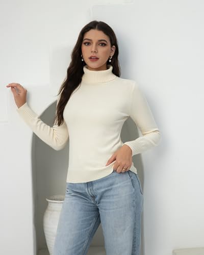 2025 Women's High Neck Long Sleeve Knitted Sweater, Fashionable Women's Long Sleeve Pullover Sweater3