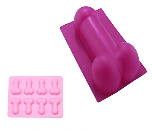 2 Pcs Large and Small Penis Dick Cake Silicone Molds | Adult Funny Bachelorette Party Cookie Soap Candy Chocolate Fondant ICE Cube Trays