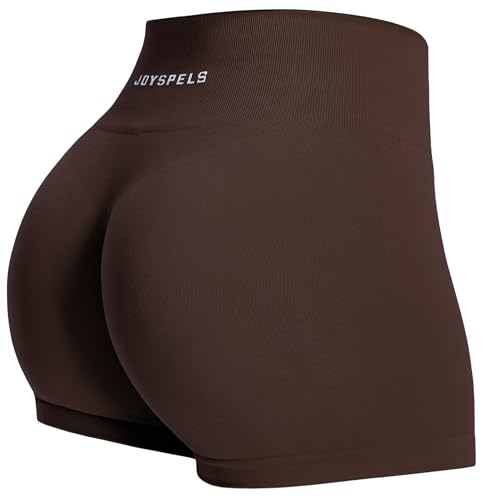 JOYSPELS Seamless Gym Shorts for Women High Waist Booty Running Cycling Yoga Sports Workout Womens Activewear Shorts UK Brown S