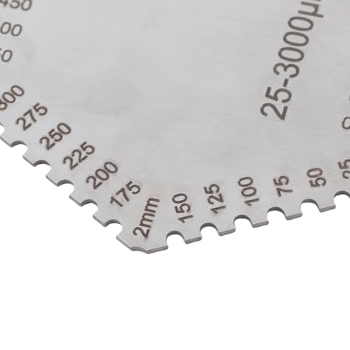 Calibrador de espesor de película húmeda, acero inoxidable de alta precisión 25-3000um con base negra para medición de recubrimiento de pintura miniatura 6