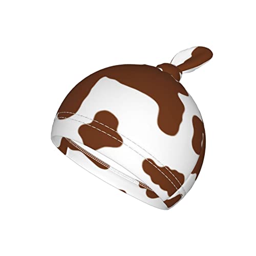 Image of Brown Cow Print Newborn Swaddle Blankets with Hat Sets,Newborn Receiving Blanket for Boy Girl,Swaddle Sack Shower One Size
