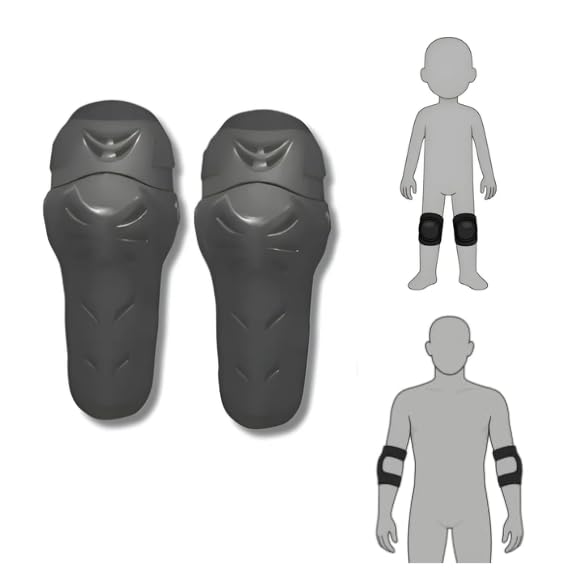 Joelheira Infantil/Cotoveleira Articulada Protetor Ajustável Moto Bike Patins Skate Preto Único