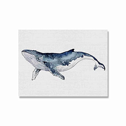 Nórdico Estilo Varios Ballena Lienzo Pinturas Marino Animal Pósters Estampado Fantástico Blanco...