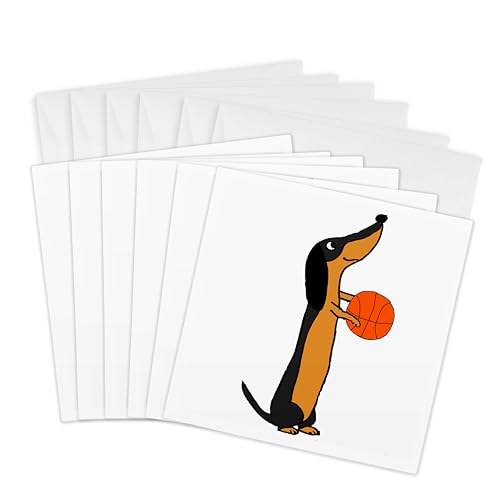 Cartes de vœux teckel basketball à offrir pour accompagner un cadeau d'anniversaire