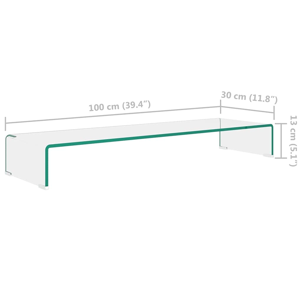 Hartowane szkło Pod telewizor i monitor Uniwersalny 100 x 30 x 13 cm | Szklana podstawka pod monitor telewizor 100x30 cm hartowane szkło 8 mm