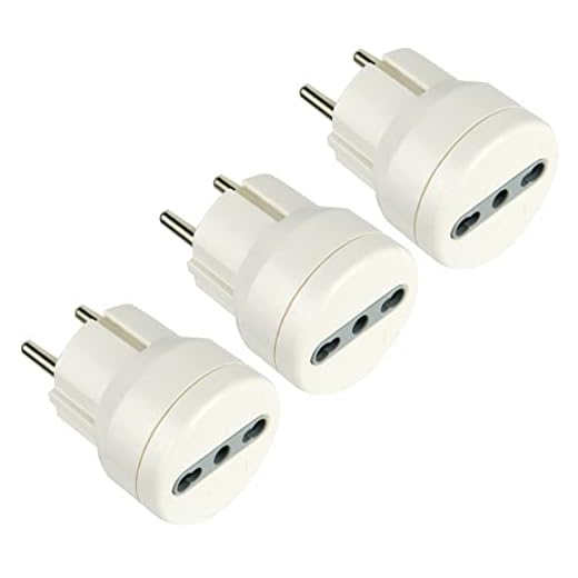 Electraline 92359 Adattatore Presa 10/16 A, Spina Schuko Adattato per i Viaggi in Germania, Spagna, Portogallo, Austria, Grecia, Turchia, Bianco, Confezione da 3