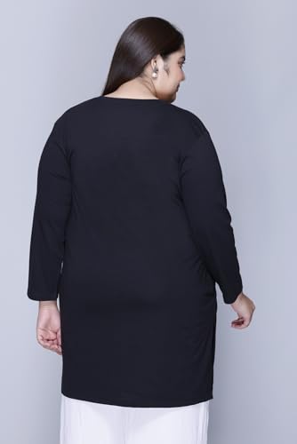 Image of In Love Women's Cotton Chest Printed Full Sleeve Plus Size Long T-Shirt