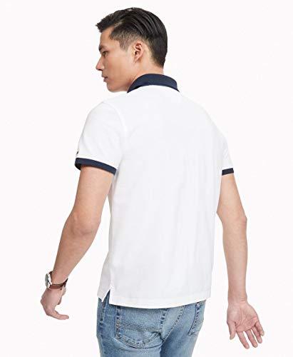 Tommy Hilfiger Men's Flag Pride Polo Shirt in Custom Fit, Bright White, Large