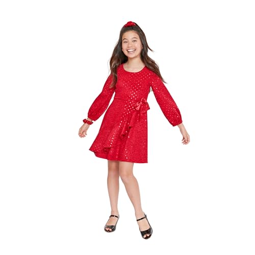 Bonnie Jean Spangle Hacci Party Dress for Girls - Long Sleeve Holiday Dress for Tweens & Girls with Cascade Skirt and Bow3