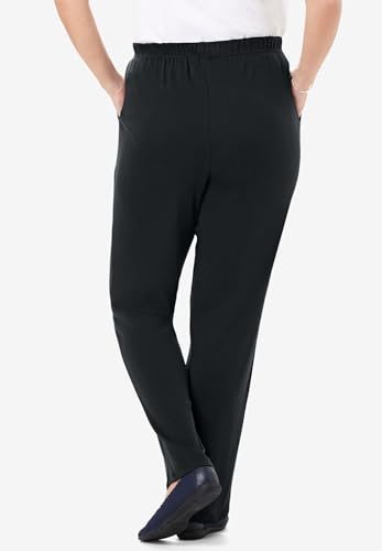 Woman Within Plus Size Womens Plus-Size 7-Day Knit Straight-Leg Pull-On Pants - M, Black2