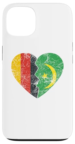 MAURITANIAN German Flag Heart | Alemania Mauritania Flags Carcasa para iPhone 13