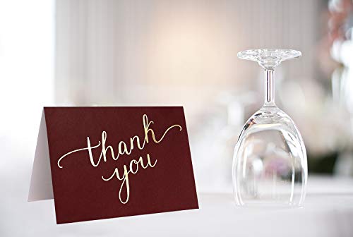 100 Thank You Cards Bulk, Thank You Notes, Burgundy Red Gold Professional Blank Note Cards with Envelopes, Small Business, Wedding, Gift Cards, Christmas, Graduation, Baby Shower, Funeral, 4x6 Photo Size
