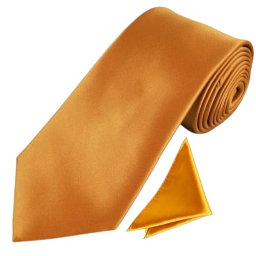 Image of Men's Satin Slim Necktie for Formal Wear | Premium Solid Tie for Office, Wedding, Business Meetings, Party & Interview | Stylish Silk Feel Neck Tie for Men with Pocket Square