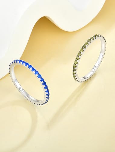YL Stackable Ring 925 Sterling Silver Wedding Eternity Bands Birthstone Stacking Rings for Women4
