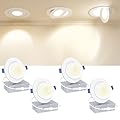 Ensenior 4 Pack 4 inch Gimbal Led Recessed Light with Junction Box, 90° Adjustable Directional Eyeball Lighting, Dimmable, 2700K/3000K/3500K/4000K/5000K, 900LM, 9W=85W-ETL&FCC Certified