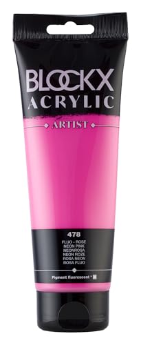Blockx 61478BXC Acrylique Fine transparentee et Satinée - Fluo - Rose Pigment fluorescent - 250ml