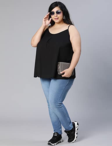 Image of oxolloxo Women Plus Size Solid Shoulder Strap Polyester Top