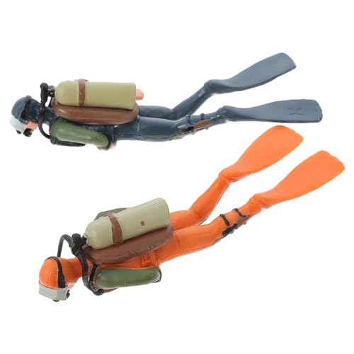 Kisangel 2 Stück Miniatur Taucher Figuren, PVC Taucher dekor Figur Miniatur Unterwasser Explorer Realistische Aquarium Schwimmende Deko