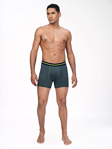 Image of TECHNOSPORT Men's Colorblock Trunks Underwear with ElastoLITE 4 Way Stretch Lightweight Breathable Moisture Wicking Soft Anti Odour Anti Microbial Comfort Fit Boxer Briefs Innerwear for Men
