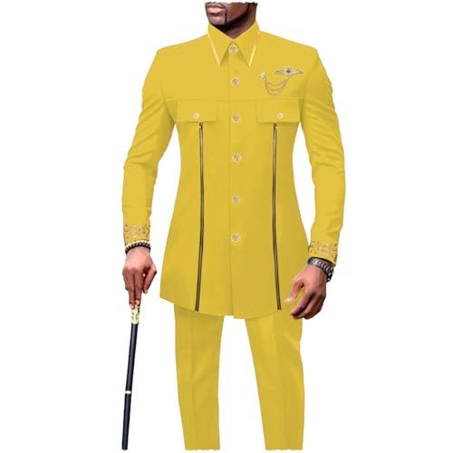 Mens African 2 Piece Set Traditional Suit Dashiki Printed Blazer and Pants Outfit for Wedding2
