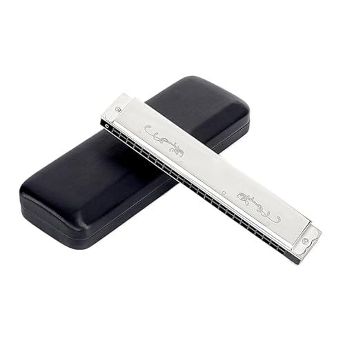 Professional Harmonica 24 Hole Tremolo Harmonica For Beginners Adults With Case(A Tone)
