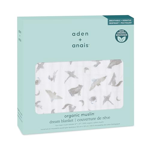 Image of aden + anais 100% Organic Cotton Muslin Baby Blanket Crib Bedding for Newborn Baby and Toddler, Nursery Blanket for Boys and Girls, Baby Registry and Shower Gift - Map The Stars