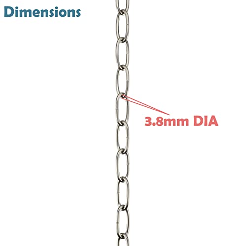 Image of Aspen Creative 21106-31,Steel 10 Feet Heavy Duty Chain for Hanging Up Maximum Weight 50 Pounds-Lighting Fixture /Swag Light /Plant in Brushed Nickel.9 Gauge.