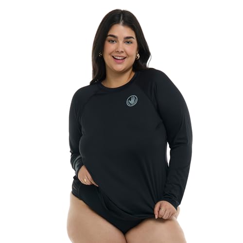 Body Glove Women's Sleek Plus Long Sleeve Rashguard with UPF 50, Available in Sizes 1x,2X,3X