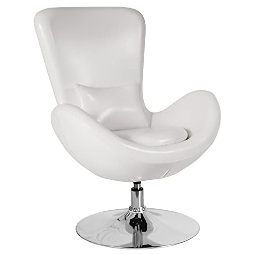 Sillón Estilo Huevo Blanco Piel Sintética miniatura 3