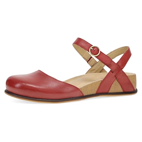 Dansko Christine Women's Cushioned Low Profile Wedge Mary Jane - Closed-Toe Sandal with Hook and Loop Adjustable Strap, Lightweight Comfort, Arch Support