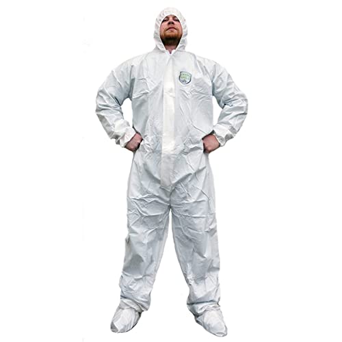 ShuBee Enviroshield Coverall with Hood, Attached Boots, Wrist/Ankle Elastic, Size 4XL