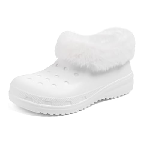 Casazoe Unisex-Adult Lined Clogs Women Men Waterproof Winter Warm Fuzzy Slippers Fleece Lining House Slippers Lightweight Outdoor Indoor Home Shoes Cover