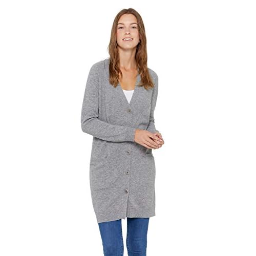 State Cashmere Button Front Fashion Cardigan - Long Sweater/Sweater Dress for Women Made with 100% Pure Cashmere Sourced from Inner Mongolia Goats - Soft, Lightweight - (Heather Grey, Large)