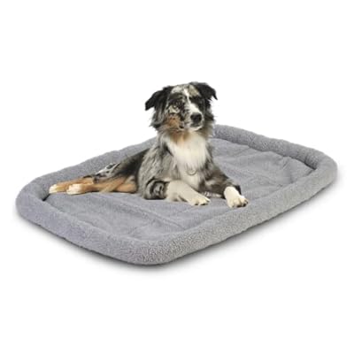 Dog Bed - Large Washable Dog Crate Mattress | Comfortable Dog Cushion | Warm Dog Mat with Anti-Slip Bottom | Collapsible Dog Crate Bed | Puppy Mat Pad Blanket Dog Cats Bedding in Grey (91x58cm)