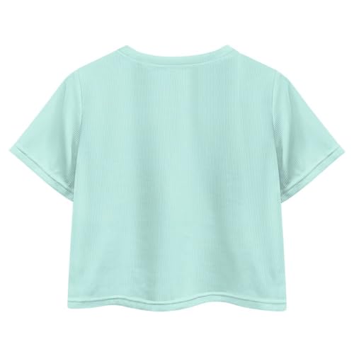 Image of Girls Crop Tees Crew Neck Casual Short Sleeve T Shirts Kids Loose Soft Comfortable Tees Blouses Shirt for Little Girl
