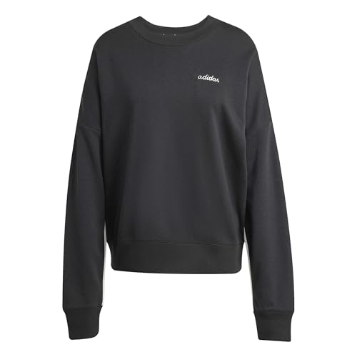 adidas Damen Seasonal Essentials Colorpop Sweatshirt with Embroidered Graphic, Black/Off White, M