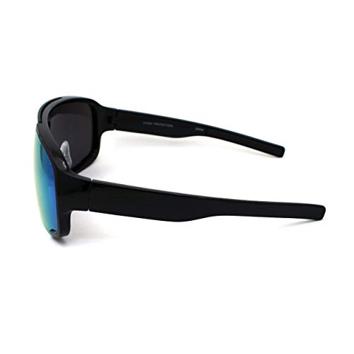 Mens Exposed Mirrored Lens Racer Shield Plastic Sport Sunglasses3