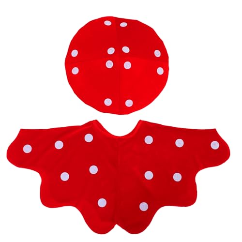 JECOMPRIS Pilzkappe Und Umhang Set Für Kinder Und Erwachsene Pilz-Cape-Kostüm Für Cosplay Bühnenauftritte Fasching Und Urlaubspartys 1 Satz