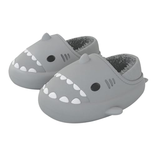 WUYISTAR Chaussons requins pour enfants Chaussons adultes en forme de requin Chaussons pour femmes Chaussures d'intérieur en mousse à mémoire de forme pour hommes B Gris EU 43-44