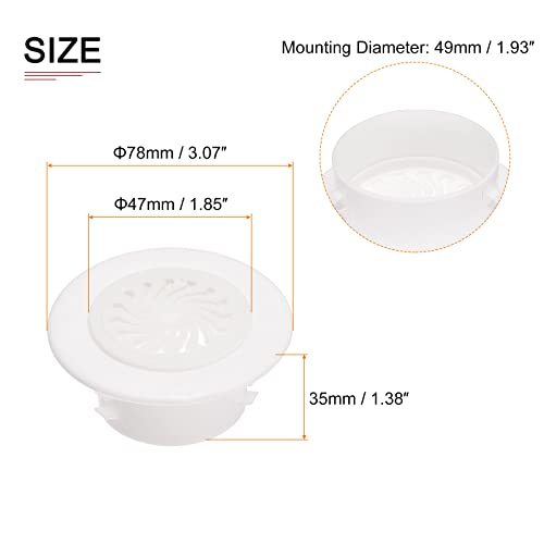 DTGN 3.07"x1.38"(ODxT) Round Vent Cover, 2Pack, Good for Bedroom Bathroom 2"-2.3" Dia Vent Hole - Image 2